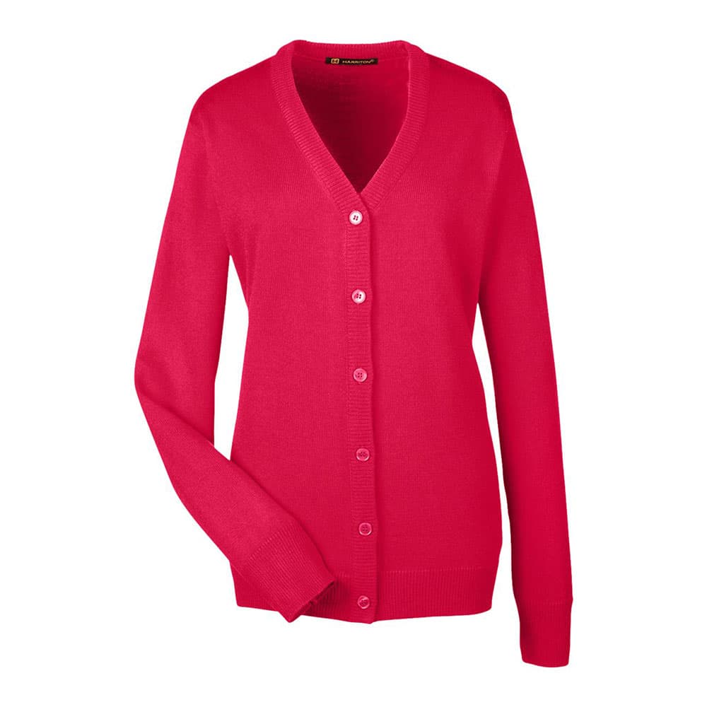 CUSTOM HARRITON WOMENS PIBLOC™ V-NECK BUTTON CARDIGAN SWEATER
